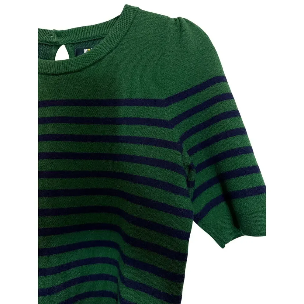 Maeve By Anthropologie Harmon Sweater Tee Green-Blue Stripes Short Sleeve Sz XS - Picture 5 of 10